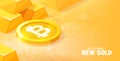 Bitcoin New Gold. Isometric concept art. Royalty Free Stock Photo