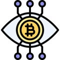 Bitcoin obsession icon, Cryptocurrency related vector