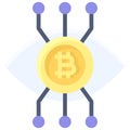 Bitcoin obsession icon, Cryptocurrency related vector