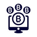 Bitcoin, Online, computer, Currency Payment Icon