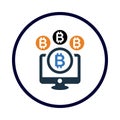 Bitcoin, Online, computer, Currency Payment Icon