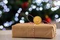 Bitcoin original gift for christmas and new year, digital cryptocurrency Royalty Free Stock Photo