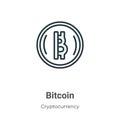 Bitcoin outline vector icon. Thin line black bitcoin icon, flat vector simple element illustration from editable cryptocurrency Royalty Free Stock Photo