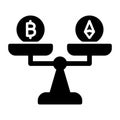 Bitcoin over ethereum, bitcoin value, currency value, bitcoin vs ethereum fully editable vector icons