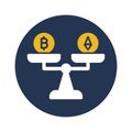 Bitcoin over ethereum, bitcoin value, currency value, bitcoin vs ethereum fully editable vector icons
