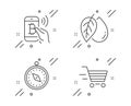 Bitcoin pay, Mineral oil and Travel compass icons set. Delivery shopping sign. Vector