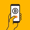Bitcoin payment vector in yellow background