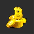 Bitcoin. Physical bit coin. Digital Cryptocurrency. Golden coin with bitcoin symbol