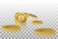 Bitcoin. Physical bit coin. A digital currency. The cryptocurrency. Gold coin with the bitcoin symbol isolated on a Royalty Free Stock Photo