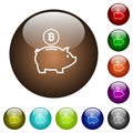 Bitcoin piggy bank color glass buttons Royalty Free Stock Photo