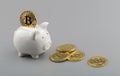 Bitcoin and piggy bank investing concept Royalty Free Stock Photo