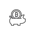 Bitcoin piggy bank outline icon Royalty Free Stock Photo