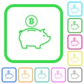 Bitcoin piggy bank vivid colored flat icons