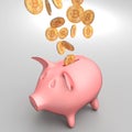 Bitcoin and piggybank Royalty Free Stock Photo