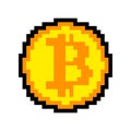 Bitcoin Pixel art isolated. crypto currency 8 bit. Cryptocurrency digital. Coin ector illustration