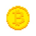 Bitcoin Pixel art isolated. crypto currency 8 bit. Cryptocurrency digital. Coin ector illustration