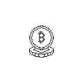 Bitcoin. Pixel art line icon vector illustration