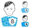 Bitcoin police officer Mosaic Icon of Irregular Pieces