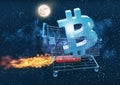 Bitcoin price going to the moon concept Royalty Free Stock Photo