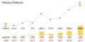 Bitcoin price history. Infographics of changes in prices on the chart from 2009 to 2017. Diagram. Blocking system. Vector