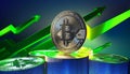 Bitcoin price moving upword green arrows