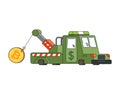 Bitcoin price rising Tow truck pull. Cryptocurrency price increase. Business concept in crypto exchange Royalty Free Stock Photo