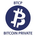 Bitcoin Private Coin cryptocurrency blockchain icon. Virtual electronic, internet money or cryptocoin symbol, logo