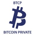 Bitcoin Private Coin cryptocurrency blockchain icon. Virtual electronic, internet money or cryptocoin symbol, logo