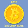Bitcoin Private Coin cryptocurrency blockchain icon. Virtual electronic, internet money or cryptocoin symbol, logo