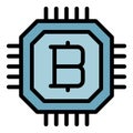 Bitcoin processor icon color outline vector