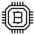 Bitcoin processor icon, outline style