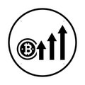 Bitcoin, profit icon. Black vector graphics