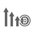 Bitcoin, profit icon. Gray vector graphics