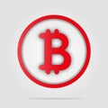 Bitcoin red icon with soft shadow