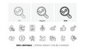 Bitcoin, Report document and Accounting report line icons. For web app, printing. Line icons. Vector