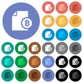 Bitcoin report round flat multi colored icons