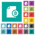 Bitcoin report square flat multi colored icons