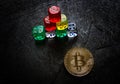 Bitcoin risk dice Royalty Free Stock Photo