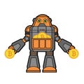 Bitcoin robot cartoon character illustration