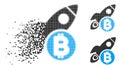 Fragmented Dot Halftone Bitcoin Rocket Icon Royalty Free Stock Photo