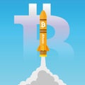 Bitcoin Rocket illustration icon
