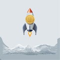 Bitcoin Rocket Launch Crypto Growth Concept Royalty Free Stock Photo
