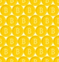 Bitcoin seamless pattern. Cryptocurrency, Digital currency or Virtual money Gold coins background.. Blockchain