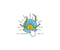 Bitcoin in seashell conceptual icon. Cryptocurrency design