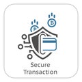 Bitcoin Secure Transaction Icon. Royalty Free Stock Photo