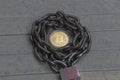 Bitcoin security concept. chain with lock