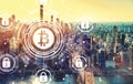 Bitcoin security theme with New York City