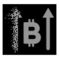 White Fractured Pixel Halftone Bitcoin Send Arrows Icon