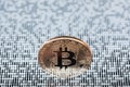 Bitcoin on binary code background Royalty Free Stock Photo