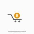 bitcoin shop logo design icon, bitcoin combine with cart logo concept